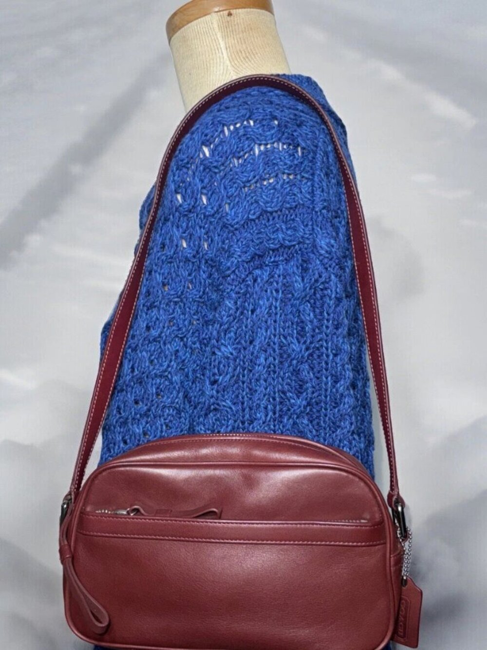 Coach Old Shoulder Bag Handbag 9438 Burgundy Leather Vintage Bag Purse